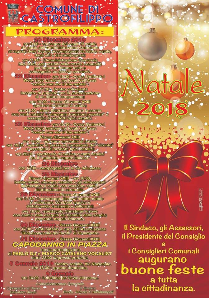 Programma natalizio 2018 Castrofilippo