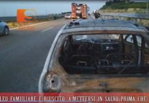 Auto con famiglia a bordo prende fuoco sulla SS 640