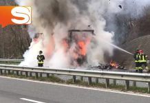 Camion in fiamme A19