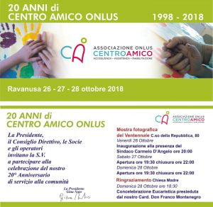 Ravanusa, il centro amico onlus festeggia i 20 anni di attività