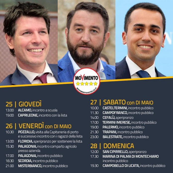 Luigi Di Maio, Movimento 5Stelle, in Sicilia per un tour elettorale