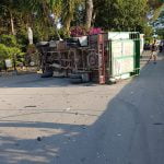 Canicattì, incidente stradale in via Purgatorio: camion si ribalta, un ferito