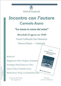 Canicattì, incontro con l'autore: Carmelo Asaro presenta "La messa in scena del reato" Incontro con l'autore, Carmelo Asaro
