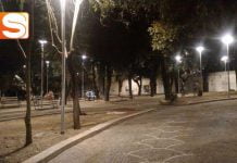 Luci a led all'interno della villa comunale di Canicattì