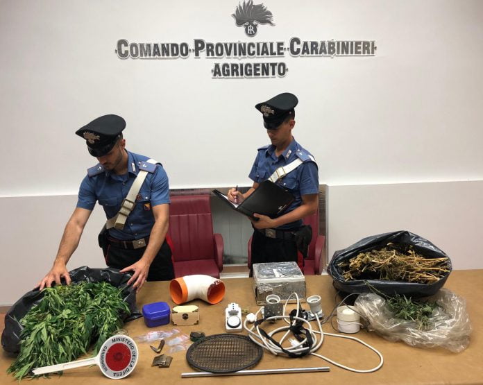 Marijuana Carabinieri Agrigento. Marijuana fai da te: arrestato un agrigentino.