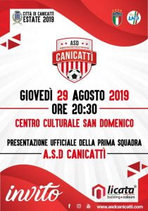 Canicattì, calcio: questa sera presentazione ufficiale della prima squadra biancorossa