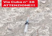 Siringa in via Cuba a Canicattì