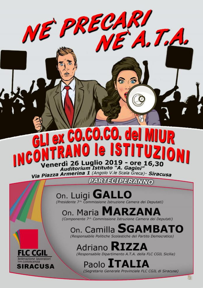 Siracusa, incontro scuola ex co.co.co