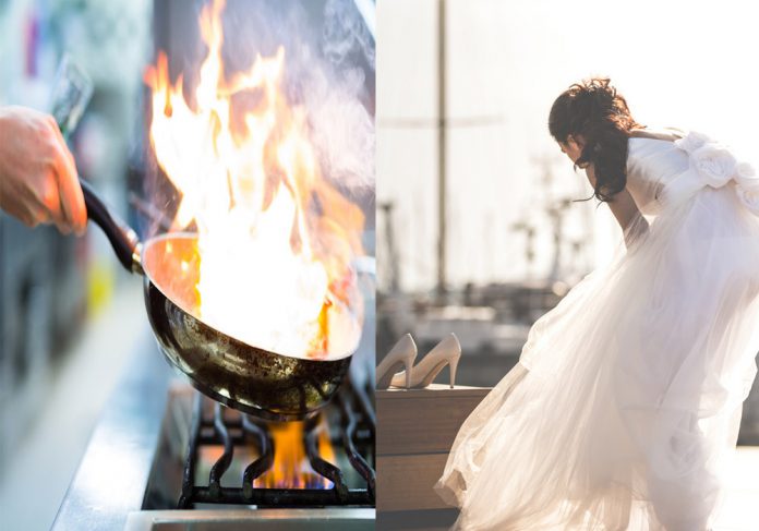 Sposa bruciata dal flambè