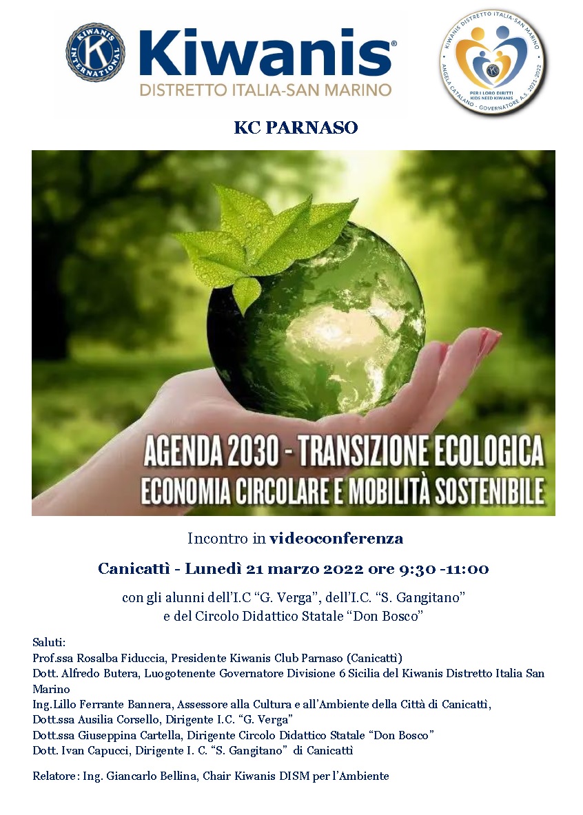 Canicattì, videoconferenza per le scuole organizzata dal Kiwanis Club Parnaso su “Ambiente e Sostenibilità” Canicattì, videoconferenza per le scuole organizzata dal Kiwanis Club Parnaso su “Ambiente e Sostenibilità”