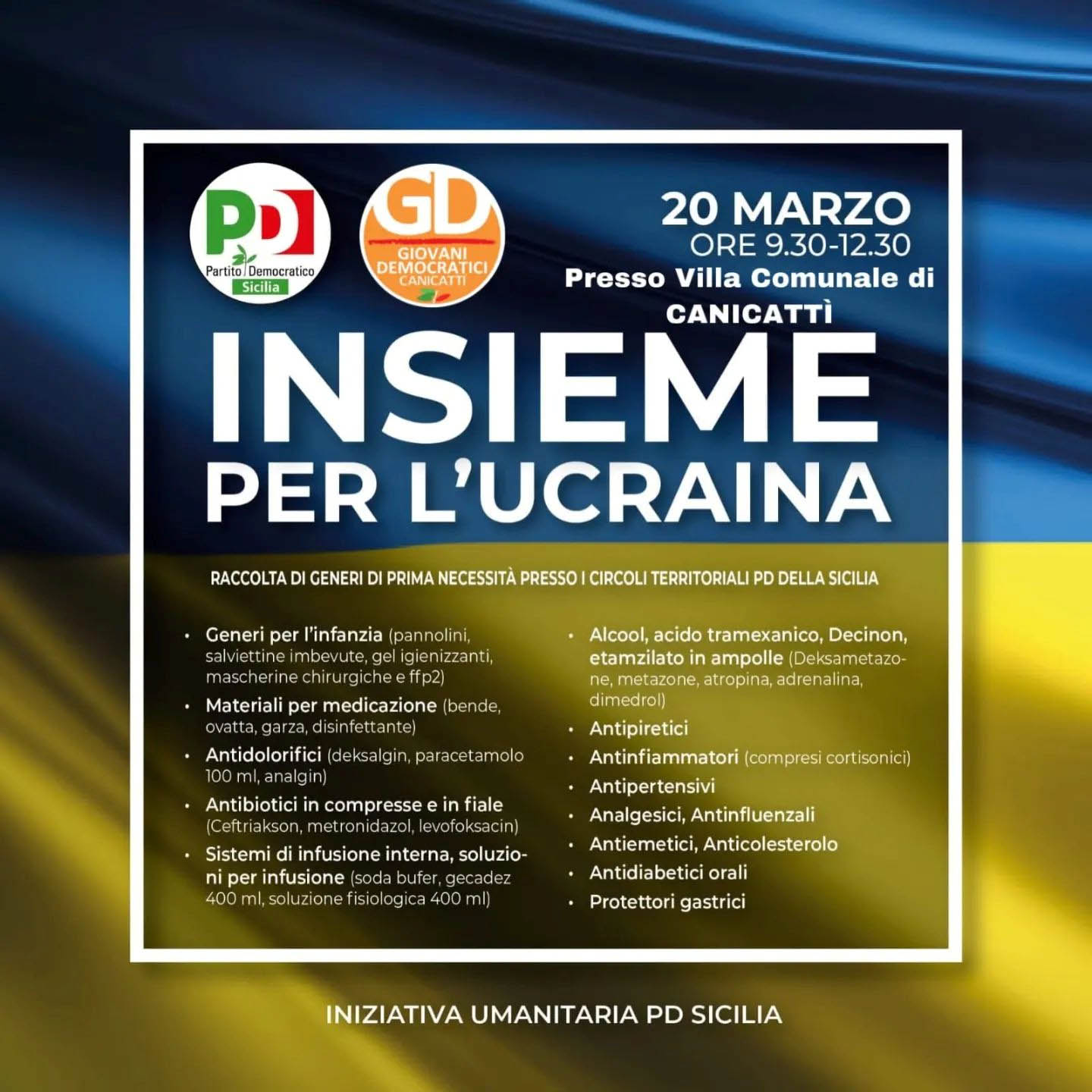 Canicattì, raccolta generi di prima necessità per civili ucraini Canicattì, raccolta generi di prima necessità per civili ucraini
