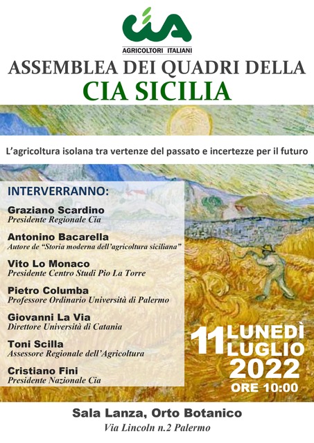 Palermo, assemblea quadri di Cia : si discute del tema" l’agricoltura isolana tra vertenze del passato e incertezze per il futuro" Palermo, assemblea quadri di Cia : si discute del tema" l’agricoltura isolana tra vertenze del passato e incertezze per il futuro"