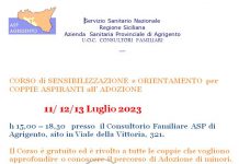 Orientare e seguire le coppie durante il percorso di adozione. Tre giorni dedicati alla sensibilizzazione al consultorio familiare di Agrigento