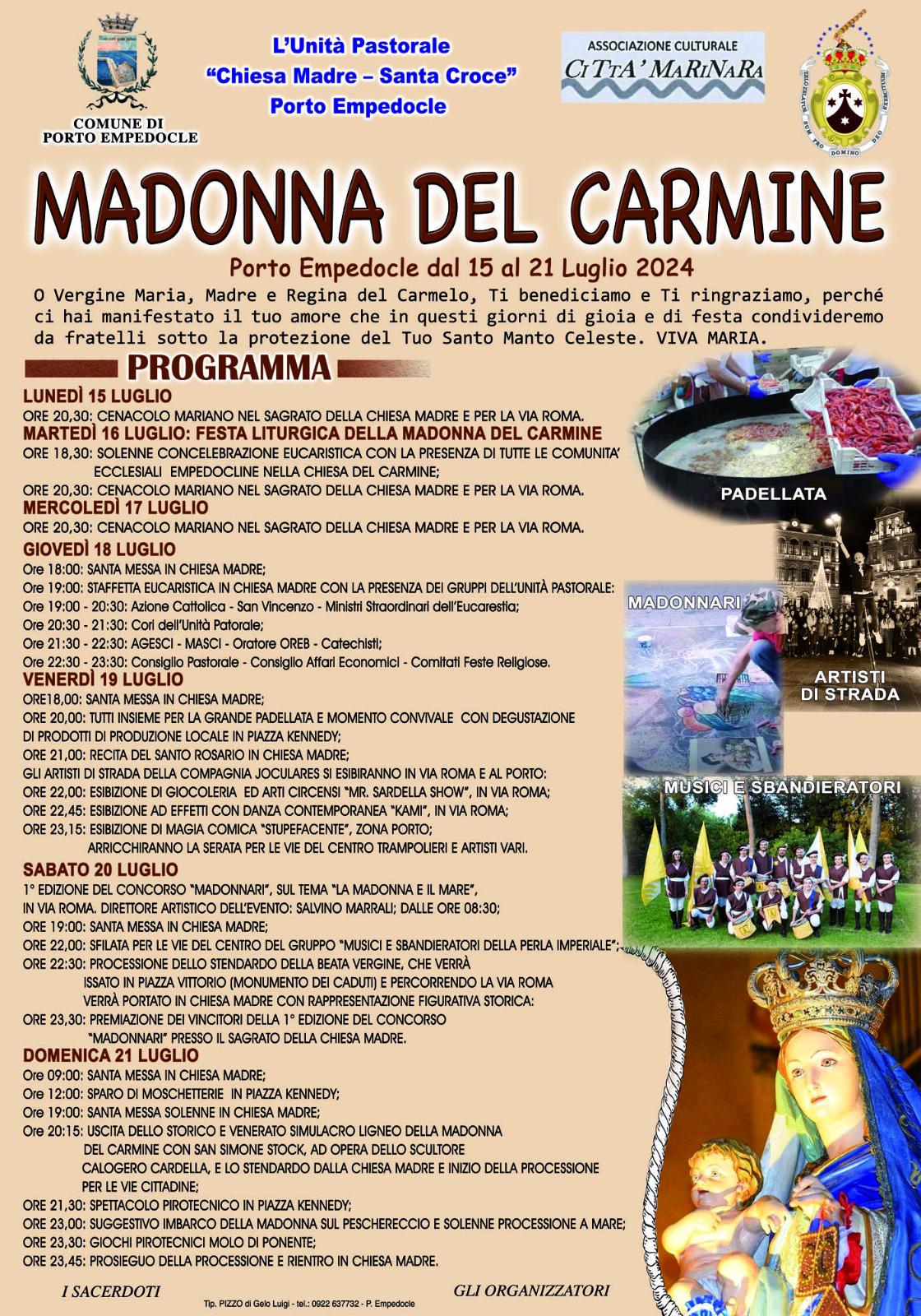 Porto Empedocle: Festeggiamenti per la Madonna del Carmine tra Fede e Tradizione Porto Empedocle: Festeggiamenti per la Madonna del Carmine tra Fede e Tradizione